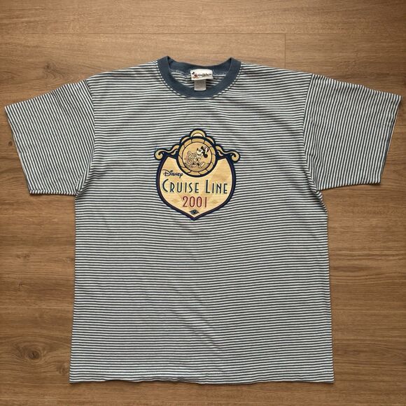 Vintage Y2K Disney Cruise Line 2001 Mickey T Shirt Stripe Size M Single Stitch - Picture 7 of 7